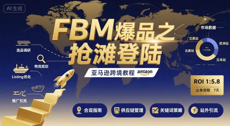 FBM爆品之抢滩登陆-亚马逊跨境教程-吾爱自习网