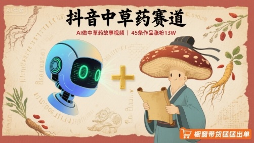 抖音中草药赛道，用AI做中草药故事视频，45条作品涨粉13W，橱窗带货猛猛出单-吾爱自习网
