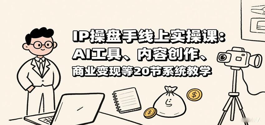 IP操盘手线上实操课：AI工具、内容创作、商业变现等20节系统教学-吾爱自习网