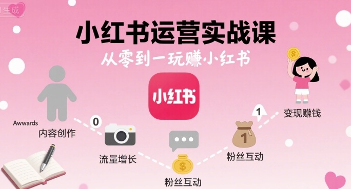 小红书运营实战课,从零到一玩賺小红书-吾爱自习网