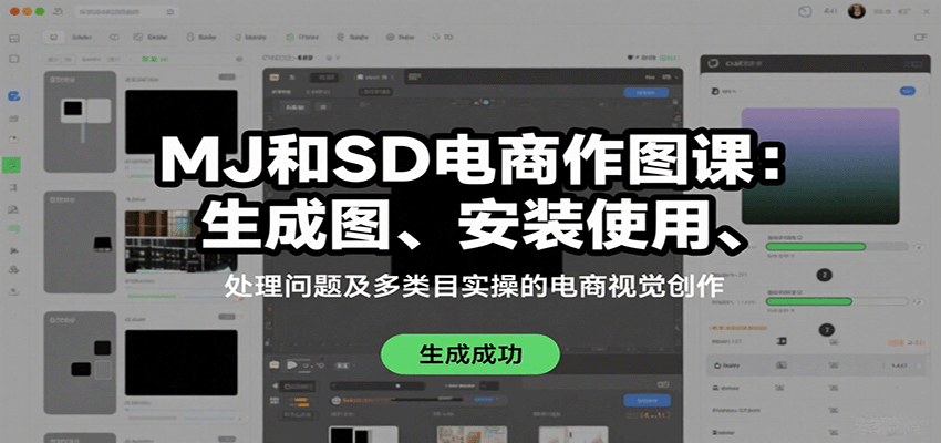 MJ和SD电商作图课：生成图、安装使用、处理问题及多类目实操的电商视觉创作-吾爱自习网
