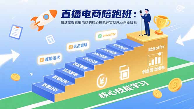 直播电商陪跑班：快速掌握直播电商的核心技能并实现就业/创业目标-吾爱自习网
