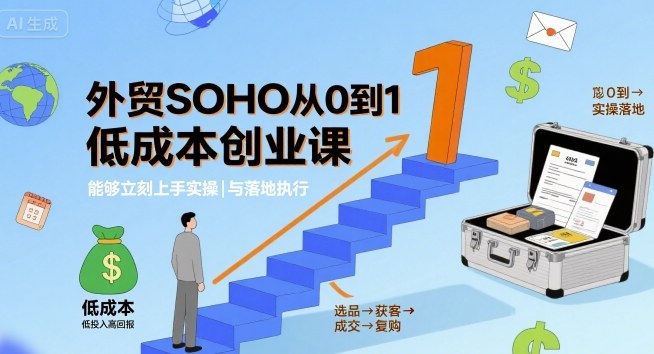外贸SOHO从0到1低成本创业课，能够立刻上手实操与落地执行-吾爱自习网