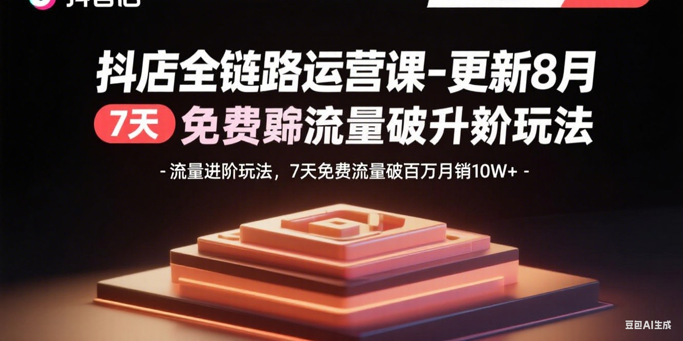 抖店全链路运营课-更新8月:流量进阶玩法,7天免费流量破百万月销10W+-吾爱自习网