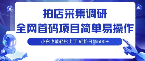 拍店采集调研，全网首码项目，简单易操作， 小白也能轻松上手，多账号操作，轻松日入5张【揭秘】-吾爱自习网