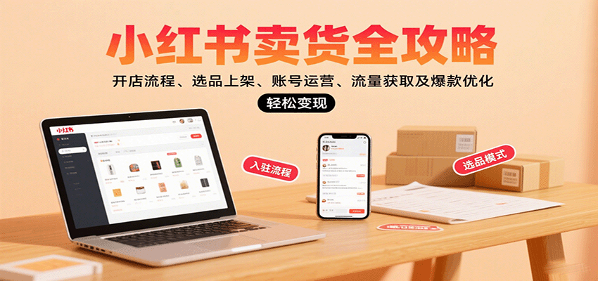 小红书卖货全攻略：开店流程、选品上架、账号运营、流量获取及爆款优化，轻松变现-吾爱自习网