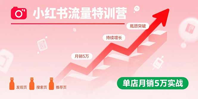 小红书流量特训营：突破流量瓶颈，实现店铺持续增长，单店月销5万实战-吾爱自习网