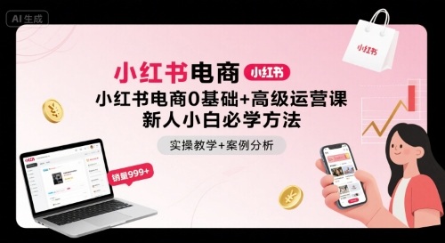 小红书电商0基础+高级运营课，新人小白必学方法，实操教学+案例分析-吾爱自习网