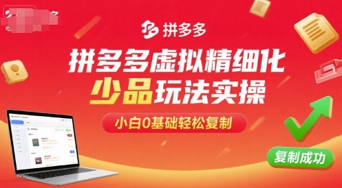 拼多多虚拟精细化少品玩法实操，小白0基础轻松复制-吾爱自习网