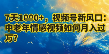 7天收益1k+，视频号新风口：中老年情感视频如何月入过W?-吾爱自习网