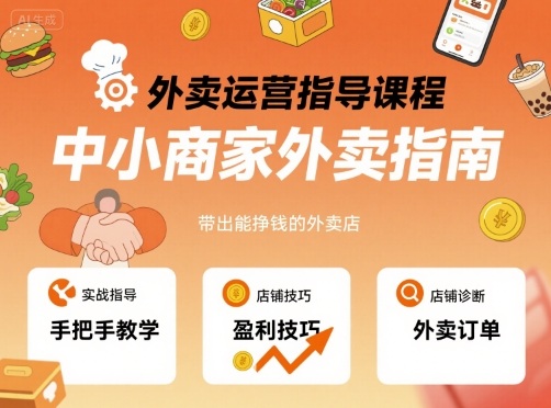 外卖运营指导课程，中小商家外卖指南，手把手带出能挣钱的外卖店-吾爱自习网