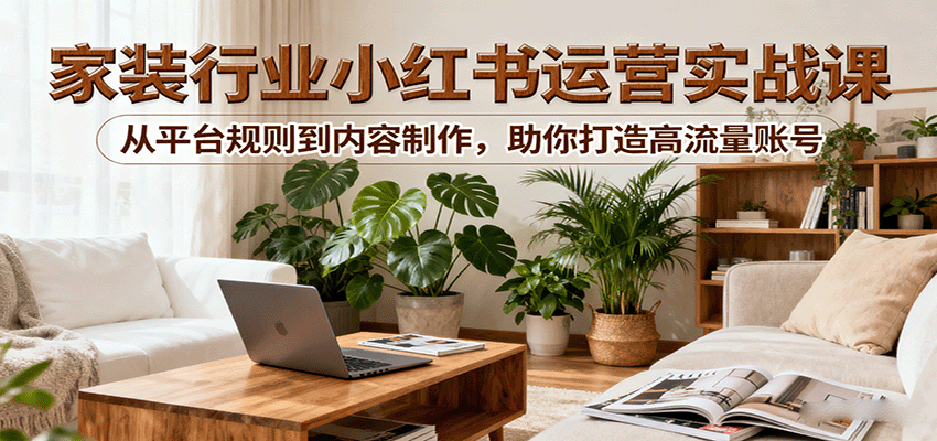 小红书家装行业运营实战课：从平台规则到内容制作，助你打造高流量账号-吾爱自习网