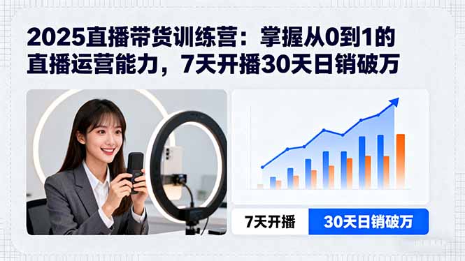 2025直播带货训练营：掌握从0到1的直播运营能力，7天开播30天日销破万-吾爱自习网