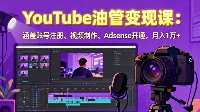 2025YouTube油管变现课：涵盖账号注册、视频制作、Adsense开通，月入1万+-吾爱自习网