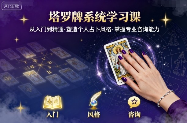 塔罗牌系统学习课,助你从入门到精通,塑造个人占卜风格,掌握专业咨询能力-吾爱自习网