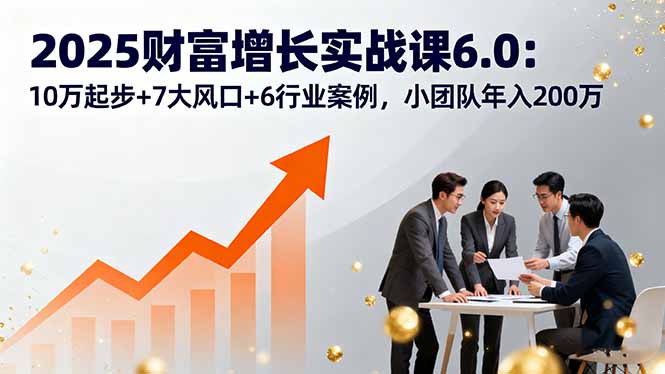 2025财富增长实战课6.0：10万起步+7大风口+6行业案例，小团队年入200万-吾爱自习网