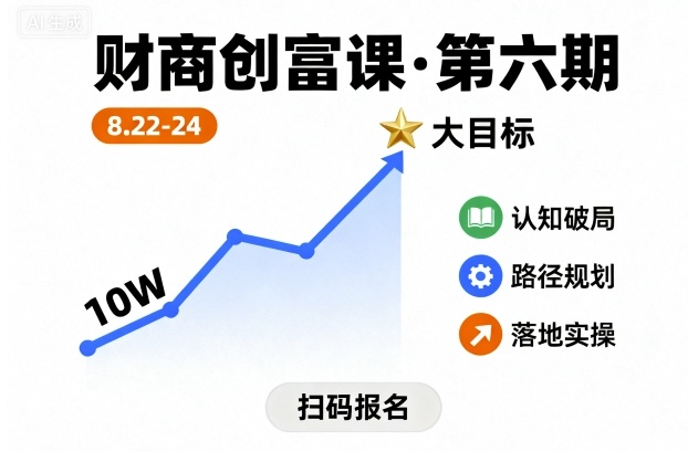 财商创富课第六期8月22-24号,如何从10W起步,一步步实现大目标-吾爱自习网