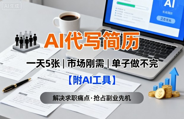 AI代写简历，一天5张，今年找工作难，市场刚需，单子做不完【附AI工具】-吾爱自习网