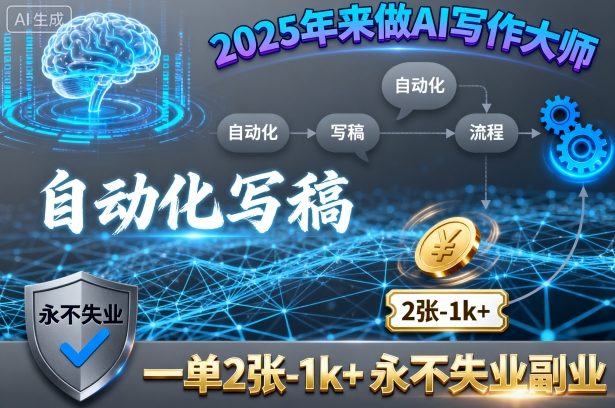 2025年来做AI写作大师，自动化写稿，一单2张-1k+，永不失业副业-吾爱自习网