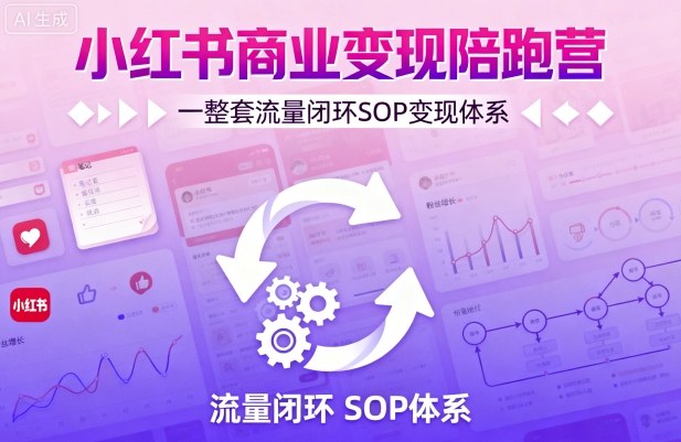 小红书商业变现陪跑营,轻IP矩阵 私域获客 聚光投流,一整套流量闭环SOP变现体系-吾爱自习网