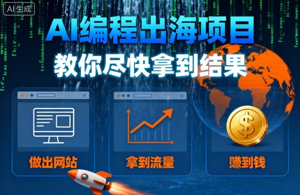 AI编程出海项目,教你尽快拿到结果-做出网站、拿到流量、賺到钱-吾爱自习网
