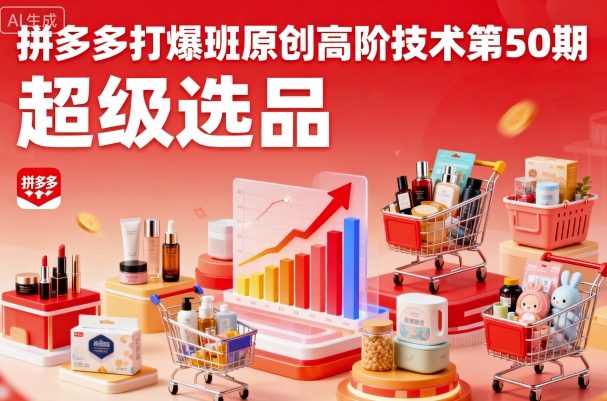 拼多多打爆班原创高阶技术第50期,超级选品-吾爱自习网