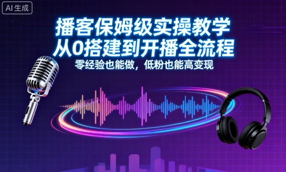 播客保姆级实操教学，从0搭建到开播全流程，零经验也能做，低粉也能高变现-吾爱自习网