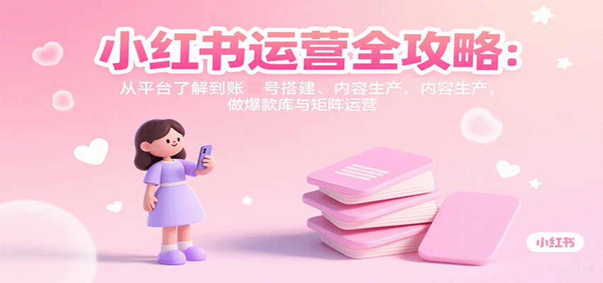 小红书运营全攻略:从平台了解到账号搭建、内容生产,做爆款库与矩阵运营-吾爱自习网