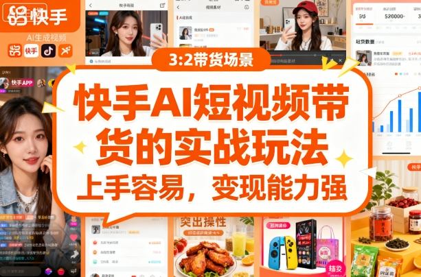 快手ai短视频带货的实战玩法，上手容易，变现能力强-吾爱自习网