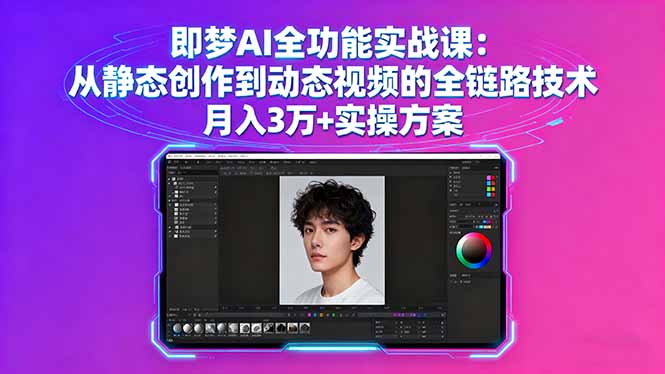 即梦AI全功能实战课：从静态创作到动态视频的全链路技术 月入3万+实操方案-吾爱自习网