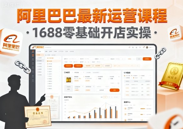 阿里巴巴最新运营课程，1688零基础开店实操-吾爱自习网