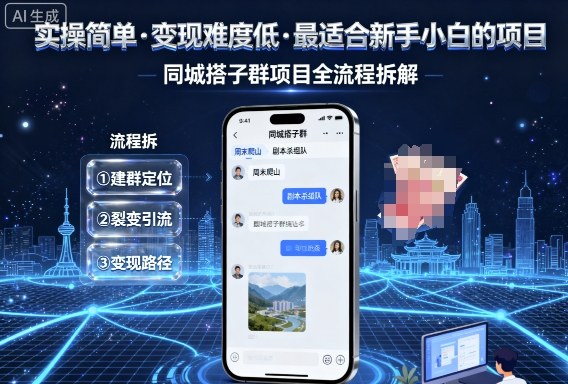 实操简单，变现难度低，最适合新手小白做的项目，每天轻松收入3张，同城搭子群项目全流程拆解-吾爱自习网