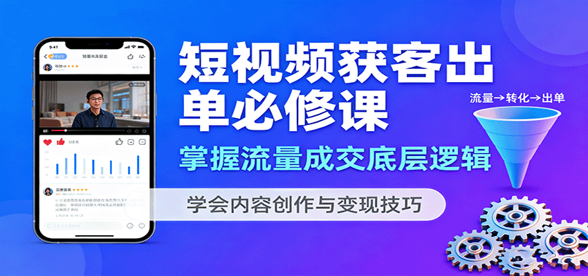 短视频获客出单必修课：掌握流量成交底层逻辑，学会内容创作与变现技巧-吾爱自习网