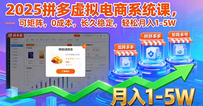 2025拼多多虚拟电商系统课，可矩阵，0成本，长久稳定，轻松月入1-5W-吾爱自习网