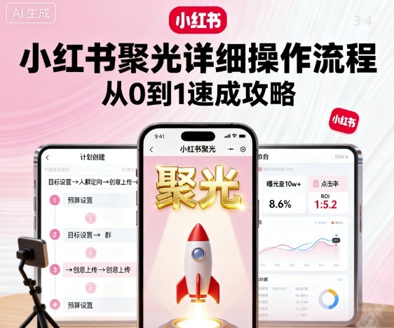小红书聚光详细操作流程，小红书聚光从0到1速成攻略-吾爱自习网