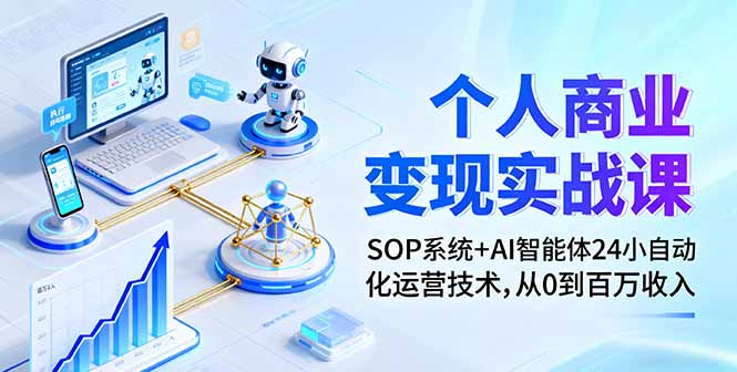 个人商业变现实战课：SOP系统+AI智能体24小自动化运营技术，从0到百万收入-吾爱自习网