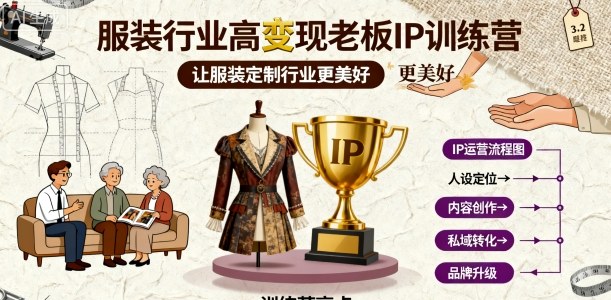 服装行业高变现老板IP训练营，让服装定制行业更美好-吾爱自习网