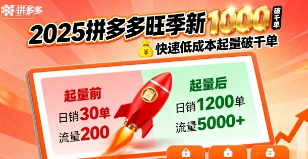2025拼多多旺季新老店铺——快速低成本起量破千单-吾爱自习网