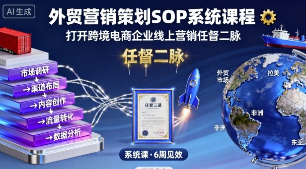 外贸营销策划SOP系统课程，打开跨境电商企业线上营销任督二脉-吾爱自习网