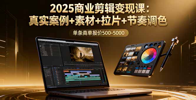 2025商业剪辑变现课：真实案例+素材+拉片+节奏调色，单条商单报价500-5000-吾爱自习网