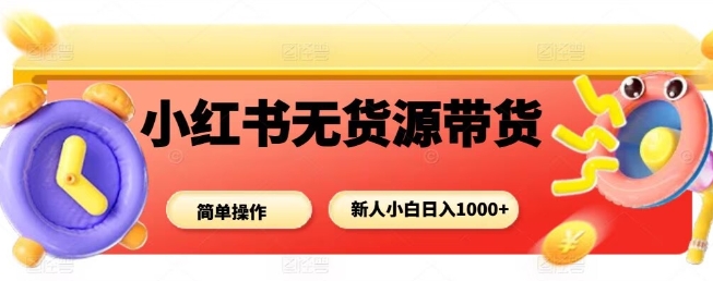 小红书无货源带货项目，简单无脑，新人小白日入多张-吾爱自习网
