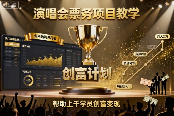 演唱会票务项目教学，业内培训天花板，帮助上千学员创富变现-吾爱自习网