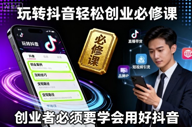 玩转抖音轻松创业必修课，创业者必须要学会用好抖音-吾爱自习网