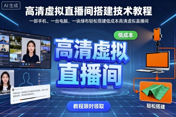高清虚拟直播间搭建技术教程，一部手机、一台电脑、一块绿布轻松搭建低成本高清虚拟直播间-吾爱自习网