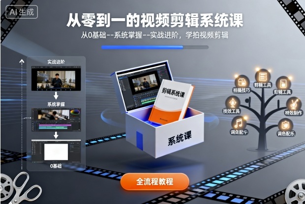 从零到一的视频剪辑系统课，从0基础–系统掌握–实战进阶，学拍视频剪辑-吾爱自习网