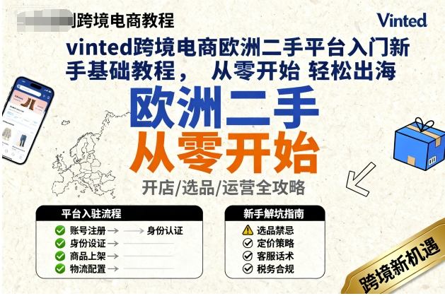 vinted跨境电商欧洲二手平台入门新手基础教程，从零开始轻松出海-吾爱自习网