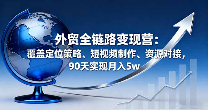 外贸全链路变现营:覆盖定位策略、短视频制作、资源对接,90天实现月入5w-吾爱自习网