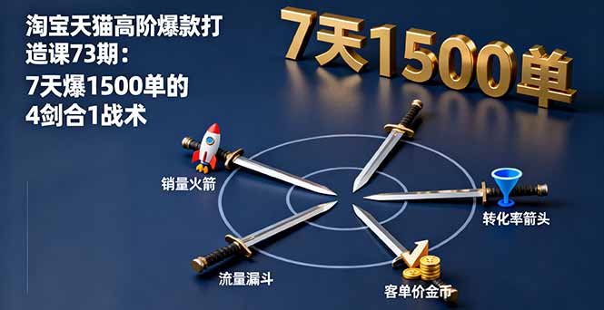 淘宝天猫高阶爆款打造课73期：7天爆1500单的4剑合1战术-吾爱自习网