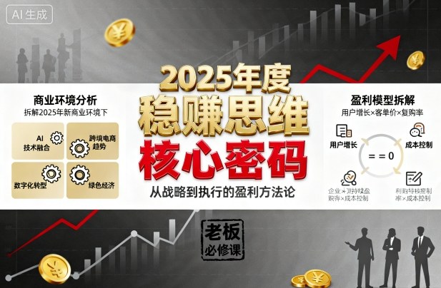 2025年度稳賺思维老板创业营，拆解2025年新商业环境下，企业实现持续盈利的核心密码-吾爱自习网