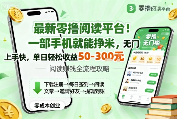 最新零撸阅读平台！一部手机就能挣米，无门槛上手快，单日轻松收益50-3张【揭秘】-吾爱自习网